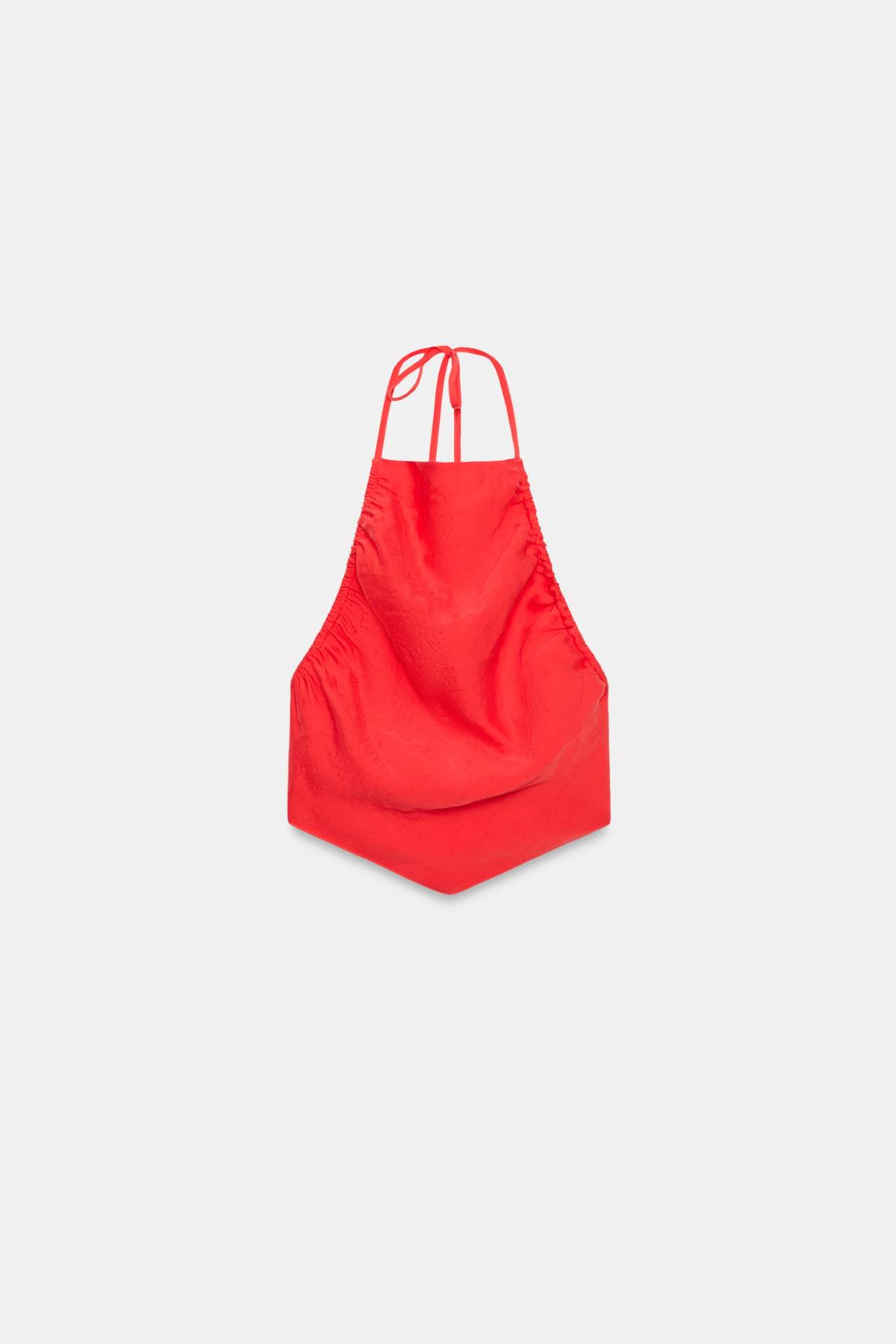 빨간 길 포스티 - 자라 홀터넥 셔링 백오픈 탑 4661/013/649 RED / CORAL