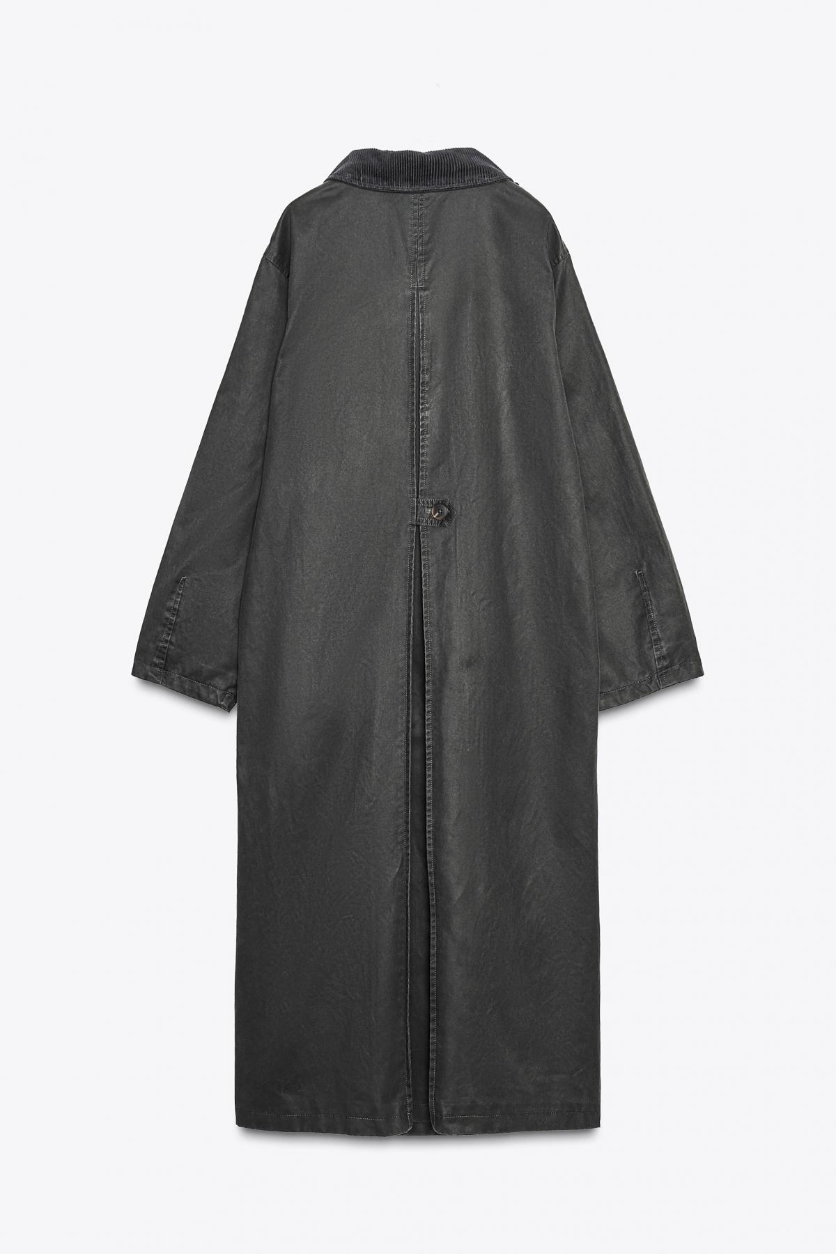 리코 스페인샵 자라 코듀로이 칼라 왁스드 롱 트렌치코트 4341/708